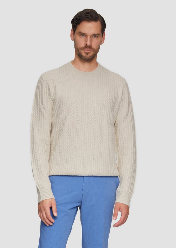 s.Oliver BLACK LABEL Strickpullover Strickpullover aus Wollmix mit Zopfmuster Rippblende von s.Oliver BLACK LABEL