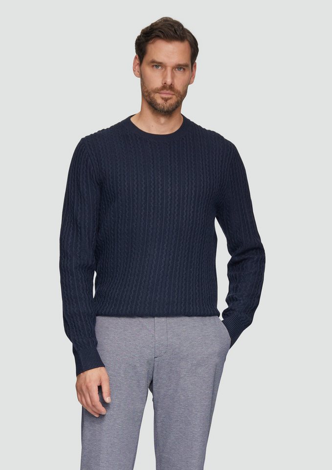 s.Oliver BLACK LABEL Strickpullover Strickpullover aus Wollmix mit Zopfmuster Rippblende von s.Oliver BLACK LABEL