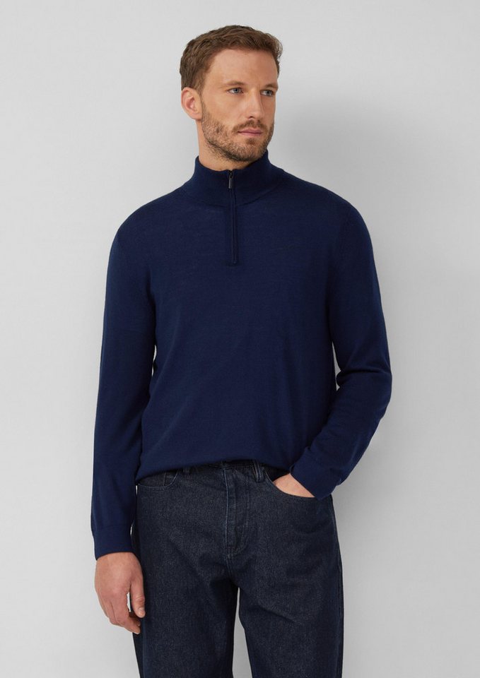s.Oliver BLACK LABEL Strickpullover Strickpullover aus reiner Merinowolle mit Troyer-Kragen von s.Oliver BLACK LABEL