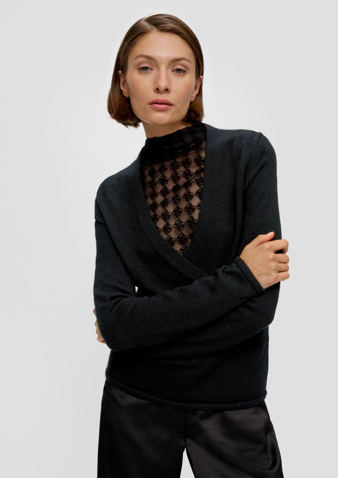 s.Oliver BLACK LABEL Strickpullover Strickpullover in Wickeloptik mit feinen Pailletten Pailletten von s.Oliver BLACK LABEL
