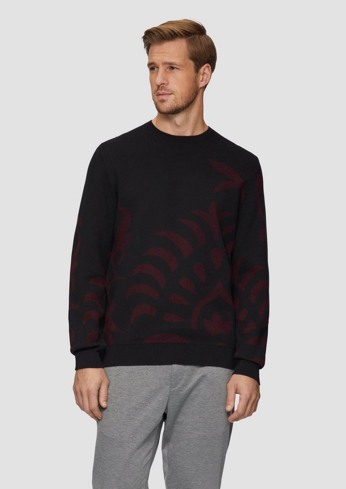 s.Oliver BLACK LABEL Strickpullover Strickpullover mit Jacquard-Muster Rippblende von s.Oliver BLACK LABEL