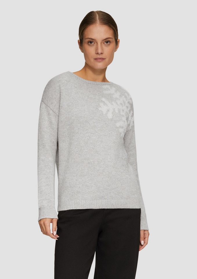 s.Oliver BLACK LABEL Strickpullover Strickpullover mit Schneeflocken-Artwork Artwork von s.Oliver BLACK LABEL