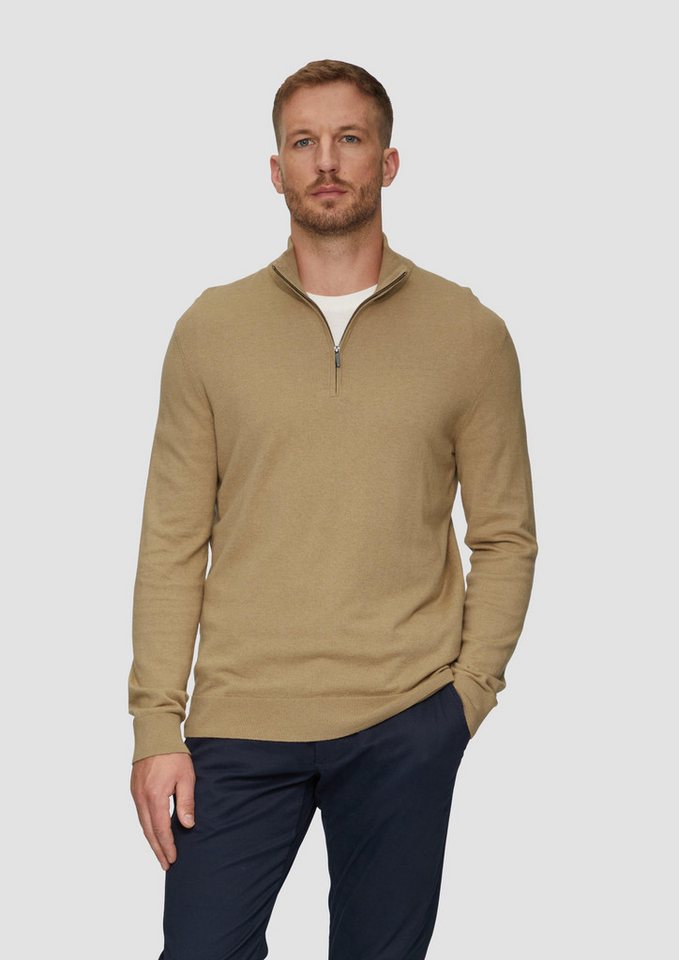 s.Oliver BLACK LABEL Strickpullover Strickpullover mit Stehkragen Rippblende von s.Oliver BLACK LABEL