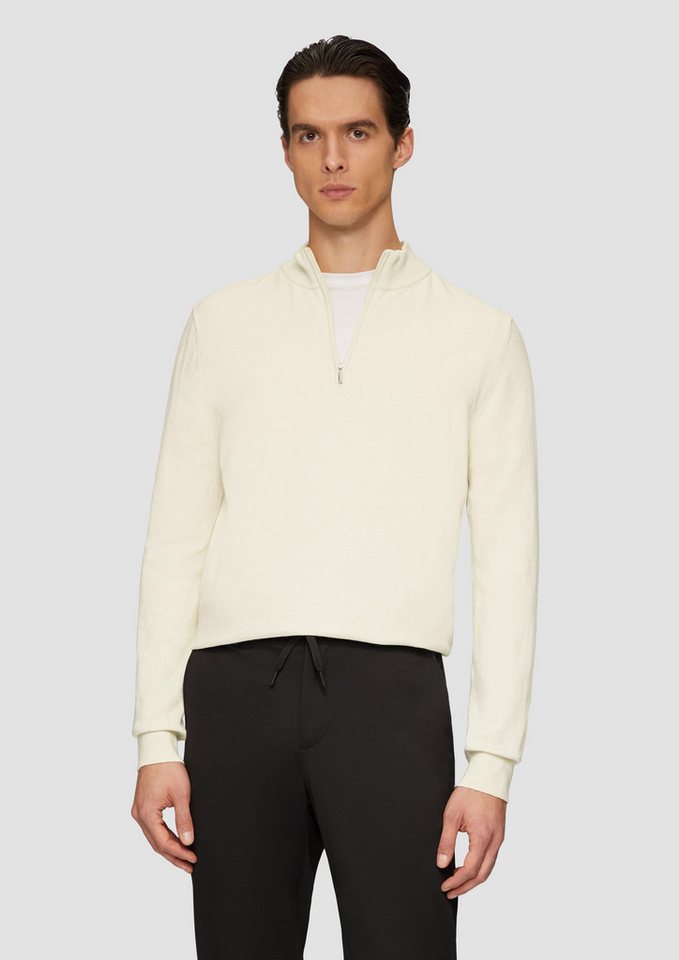 s.Oliver BLACK LABEL Strickpullover Strickpullover mit Troyer-Kragen und Seide Rippblende von s.Oliver BLACK LABEL