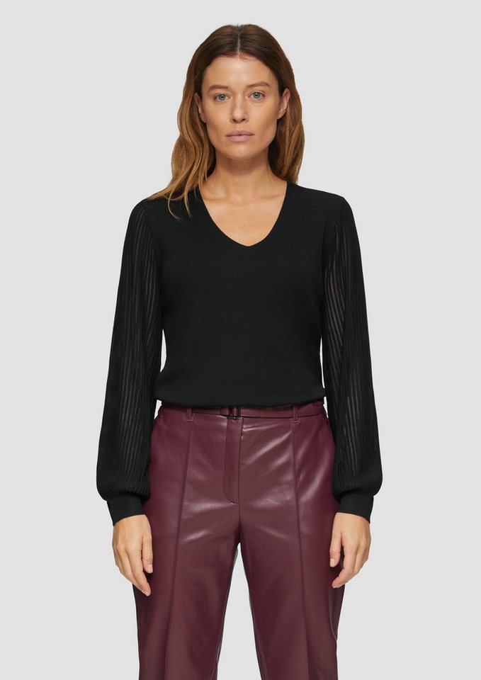 s.Oliver BLACK LABEL Strickpullover Strickpullover mit semitransparenten Ärmeln von s.Oliver BLACK LABEL