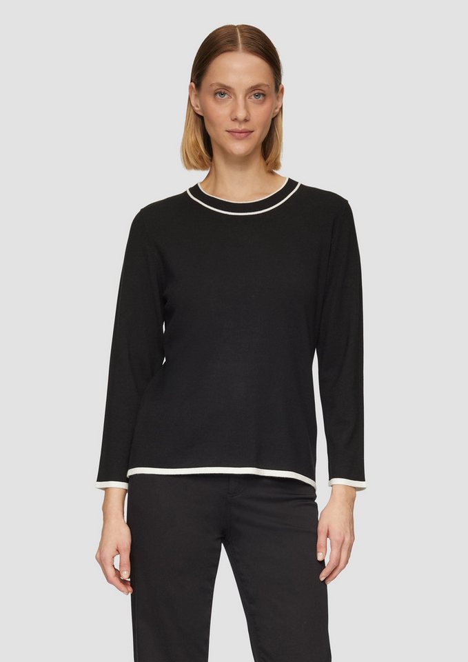 s.Oliver BLACK LABEL Strickpullover Strickpullover mit verkürzten Ärmeln und Kontrast-Details Kontrast-Details von s.Oliver BLACK LABEL