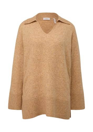 s.Oliver BLACK LABEL Strickpullover mit Rippblende am Kragen senf L von s.Oliver BLACK LABEL