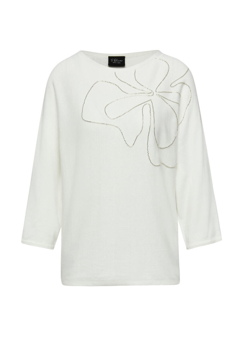 s.Oliver BLACK LABEL - Strickpullover mit Schmuckperlen weiß - Gr. - 38 von s.Oliver BLACK LABEL