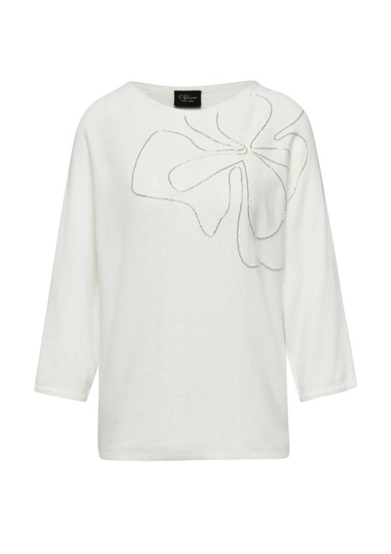 s.Oliver BLACK LABEL - Strickpullover mit Schmuckperlen weiß - Gr. - 38 von s.Oliver BLACK LABEL