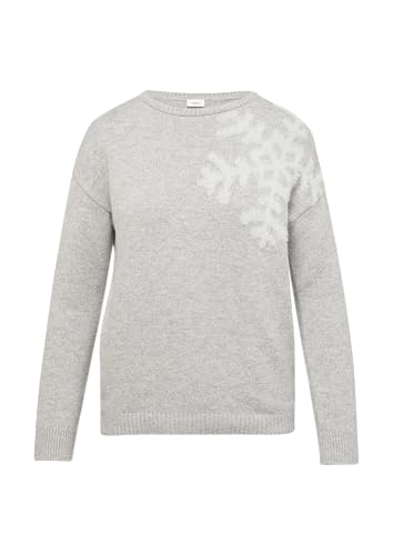 s.Oliver BLACK LABEL Strickpullover mit Schneeflocken-Artwork grau meliert XL von s.Oliver BLACK LABEL