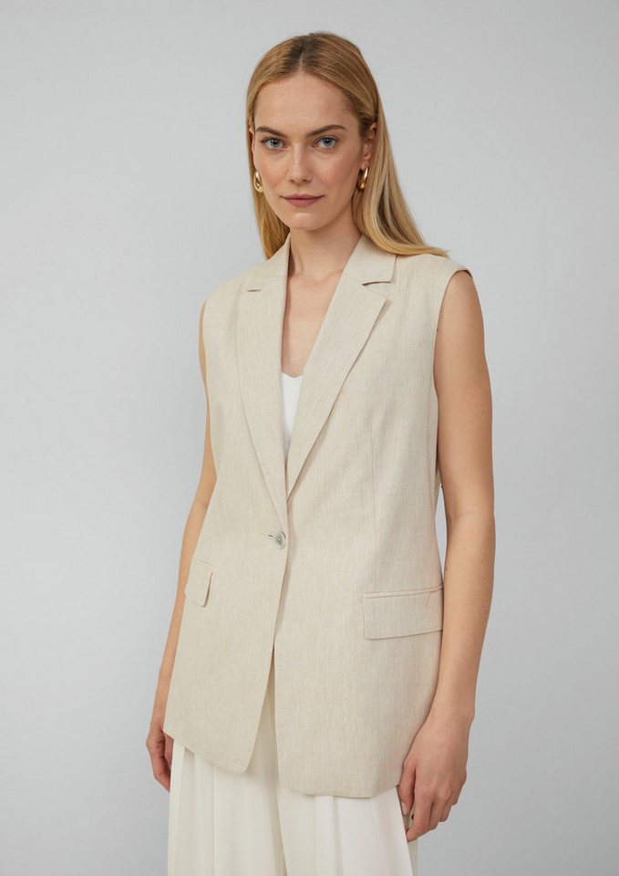 s.Oliver BLACK LABEL Strickweste Lange Weste im Relaxed Fit aus Leinenmix von s.Oliver BLACK LABEL