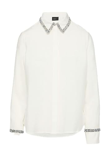s.Oliver BLACK LABEL Strukturierte Hemdbluse aus Viskosemix mit dekorativen Details Ecru 46 von s.Oliver BLACK LABEL