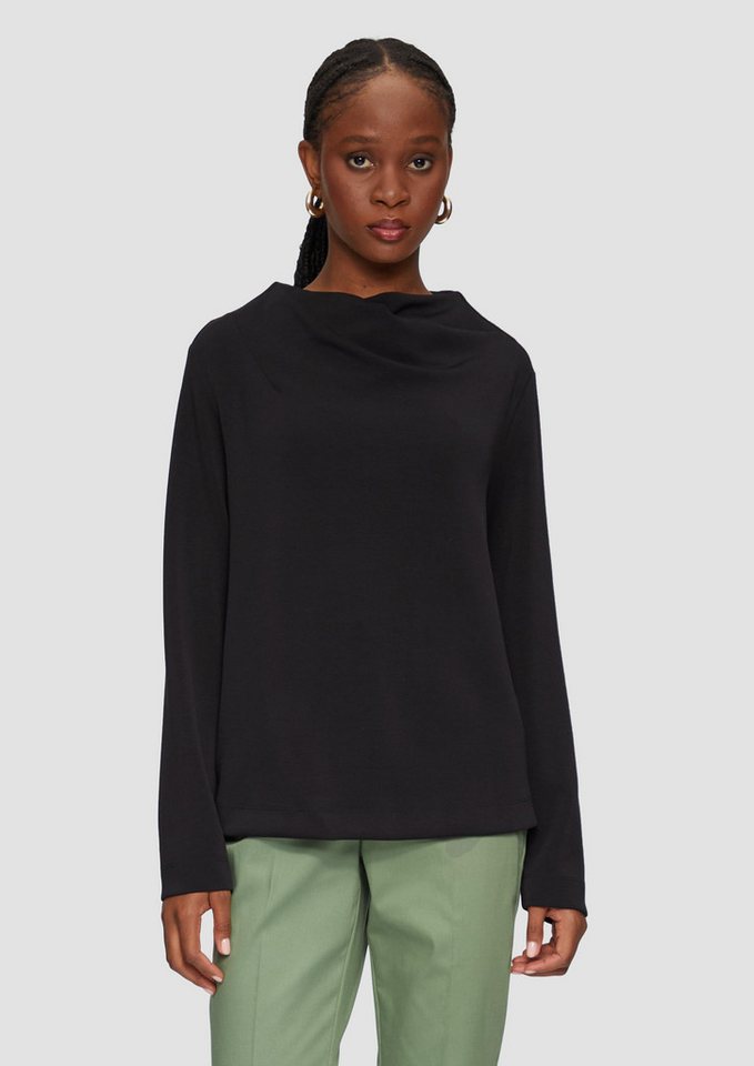 s.Oliver BLACK LABEL Sweatshirt Fließendes Langarmshirt mit Wasserfall-Kragen von s.Oliver BLACK LABEL