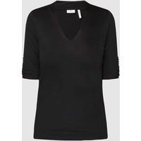 s.Oliver BLACK LABEL T-Shirt aus Viskose mit V-Ausschnitt in Marine, Größe 36 von s.Oliver BLACK LABEL