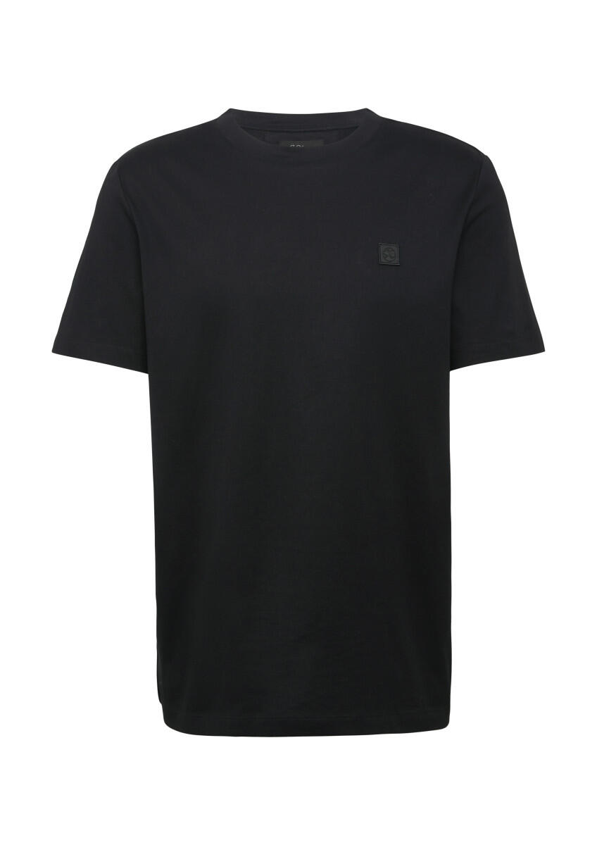 s.Oliver BLACK LABEL - T-Shirt aus merzerisierter Baumwolle mit Logo-Detail schwarz - Gr. - S von s.Oliver BLACK LABEL
