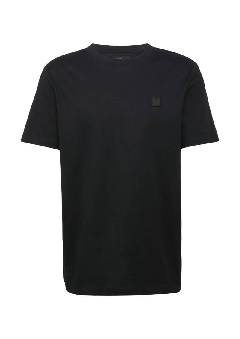 s.Oliver BLACK LABEL - T-Shirt aus merzerisierter Baumwolle mit Logo-Detail schwarz - Gr. - S von s.Oliver BLACK LABEL