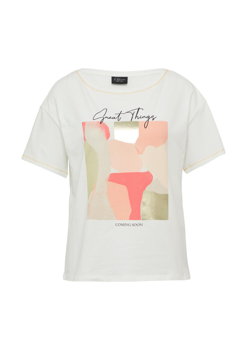 s.Oliver BLACK LABEL - T-Shirt im Loose Fit weiß - Gr. - 36 von s.Oliver BLACK LABEL