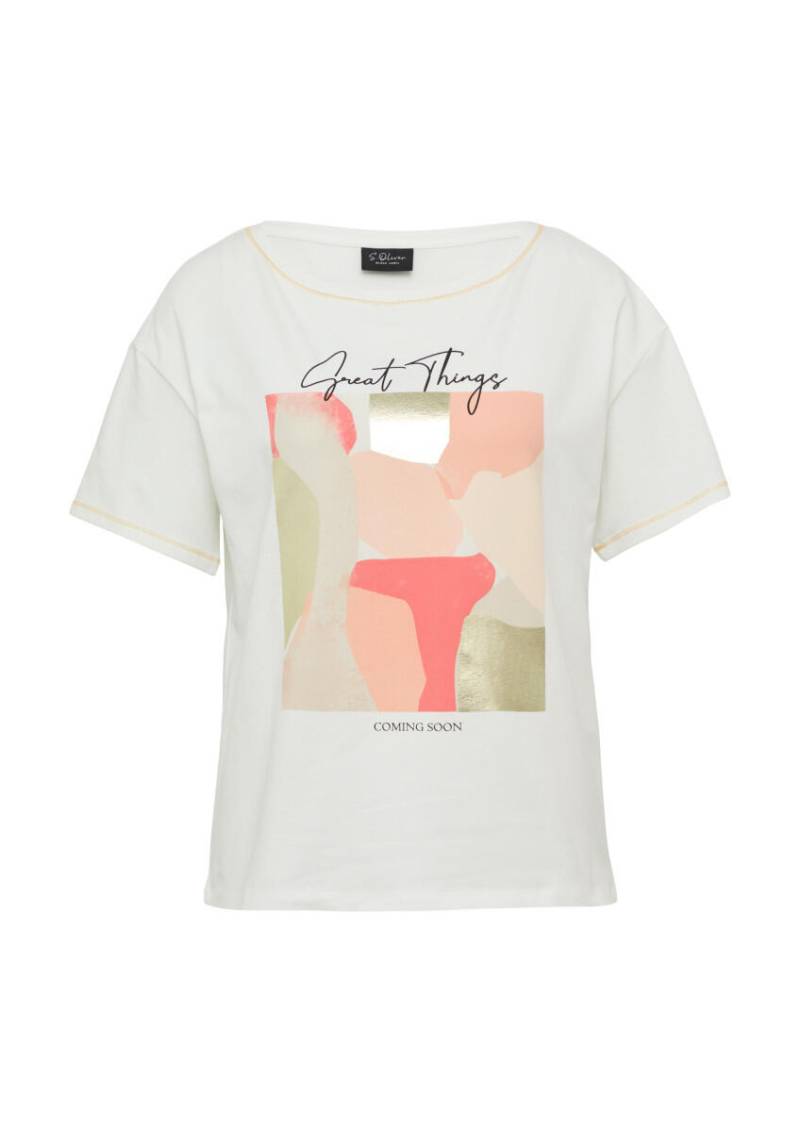 s.Oliver BLACK LABEL - T-Shirt im Loose Fit weiß - Gr. - 36 von s.Oliver BLACK LABEL