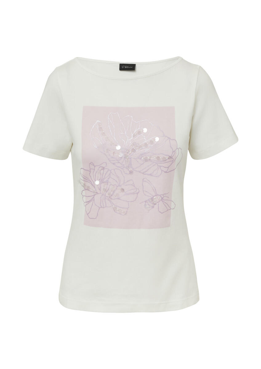 s.Oliver BLACK LABEL - T-Shirt mit Artwork weiß - Gr. - 42 von s.Oliver BLACK LABEL