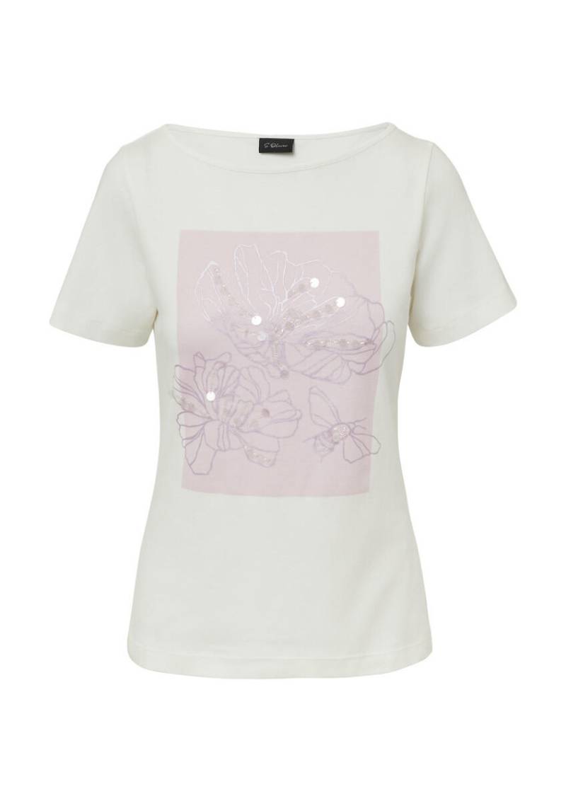 s.Oliver BLACK LABEL - T-Shirt mit Artwork weiß - Gr. - 42 von s.Oliver BLACK LABEL