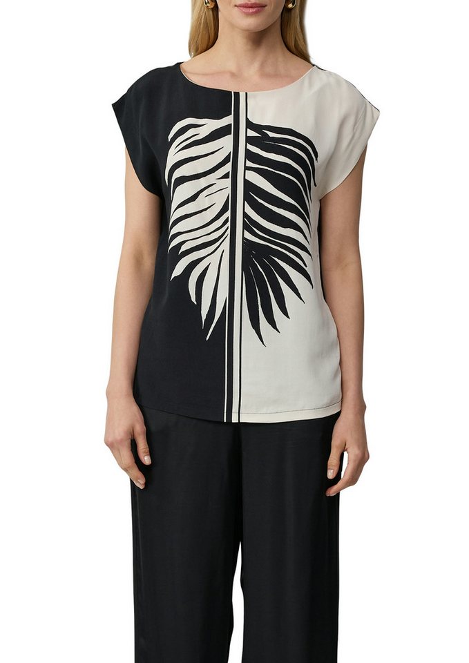 s.Oliver BLACK LABEL T-Shirt mit floralem Print, im Colorblocking-Style von s.Oliver BLACK LABEL