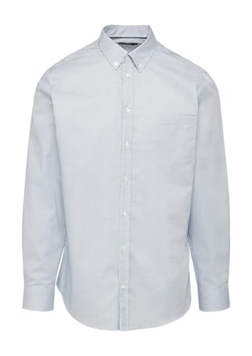 s.Oliver BLACK LABEL Tailored Fit: Elastisches Baumwollhemd mit Strukturmuster Navy 42 von s.Oliver BLACK LABEL