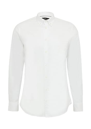 s.Oliver BLACK LABEL Tailored Fit: Elastisches Baumwollhemd mit Strukturmuster weiß 42 von s.Oliver BLACK LABEL