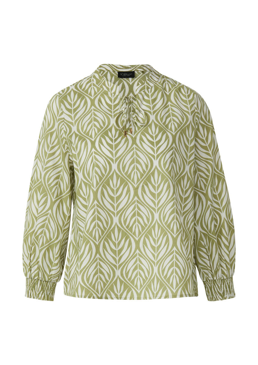 s.Oliver BLACK LABEL - Tunikabluse mit 3/4-Ärmeln und All-over-Print grün/weiß - Gr. - 40 von s.Oliver BLACK LABEL