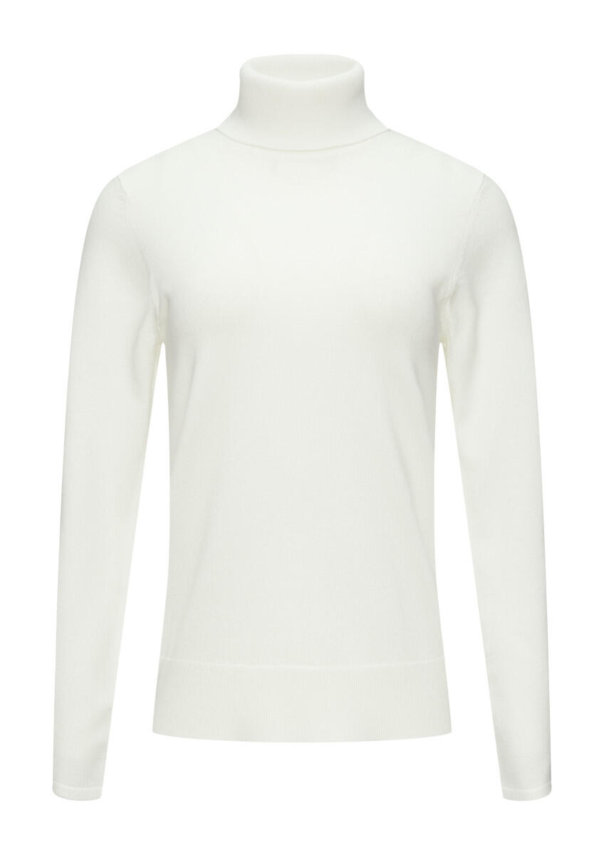 s.Oliver BLACK LABEL - Turtleneck-Pullover mit Rippblende weiß - Gr. - 44 von s.Oliver BLACK LABEL