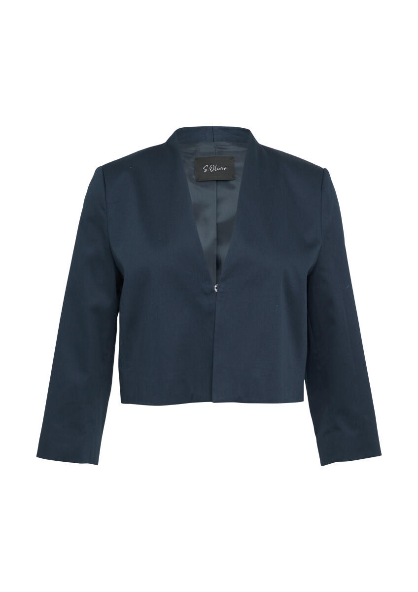 s.Oliver BLACK LABEL - Verkürzter Blazer mit 3/4-Ärmeln blau - Gr. - 34 von s.Oliver BLACK LABEL