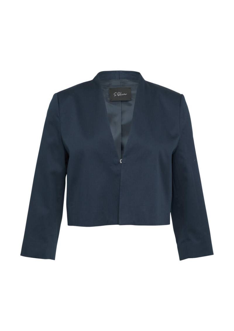 s.Oliver BLACK LABEL - Verkürzter Blazer mit 3/4-Ärmeln blau - Gr. - 38 von s.Oliver BLACK LABEL