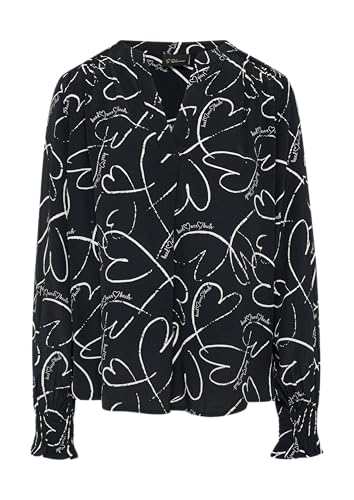 s.Oliver BLACK LABEL Viskosebluse mit All-Over-Print und Smok-Detail am Ärmel Navy 36 von s.Oliver BLACK LABEL