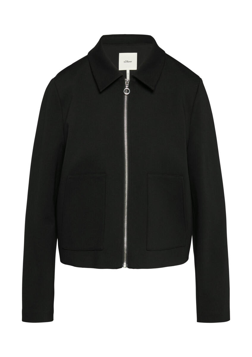 s.Oliver BLACK LABEL - Viskosemix-Jacke mit Hemdkragen schwarz - Gr. - 40 von s.Oliver BLACK LABEL