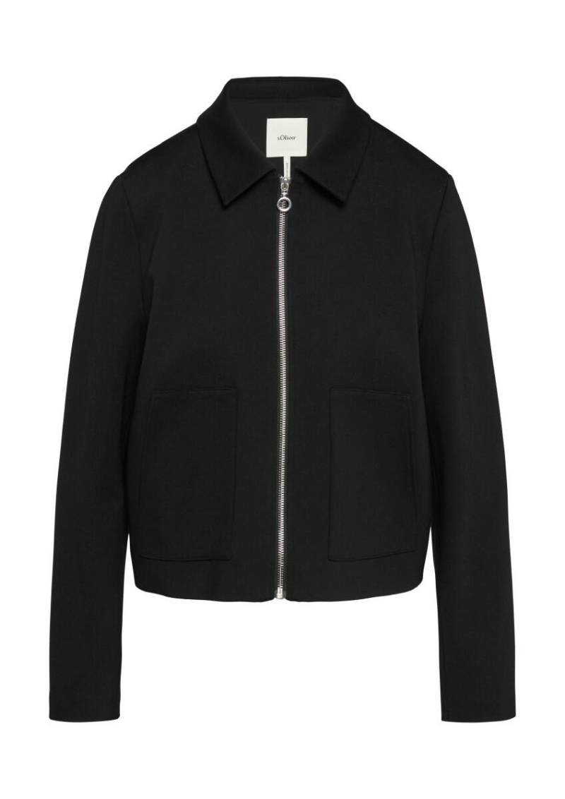 s.Oliver BLACK LABEL - Viskosemix-Jacke mit Hemdkragen schwarz - Gr. - 40 von s.Oliver BLACK LABEL