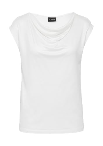 s.Oliver Black Label Damen 2163533 T-Shirt mit Wasserfallkragen, Ecru, 42 von s.Oliver BLACK LABEL