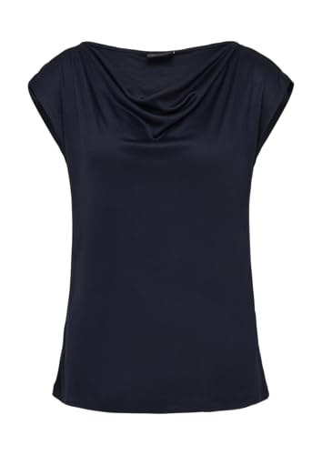 s.Oliver Black Label Damen 2163533 T-Shirt mit Wasserfallkragen, Navy, 42 von s.Oliver BLACK LABEL