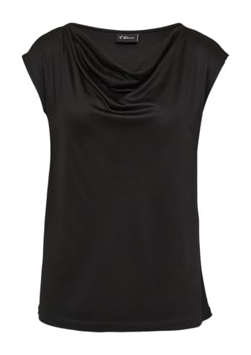 s.Oliver Black Label Damen 2163533 T-Shirt Mit Wasserfallkragen, Schwarz, 38 EU von s.Oliver BLACK LABEL