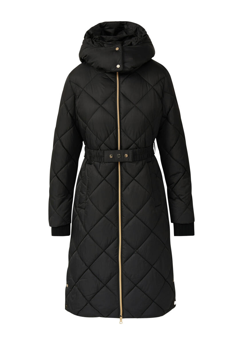 s.Oliver BLACK LABEL - Wattierter Steppmantel mit Kapuze schwarz - Gr. - 46 von s.Oliver BLACK LABEL