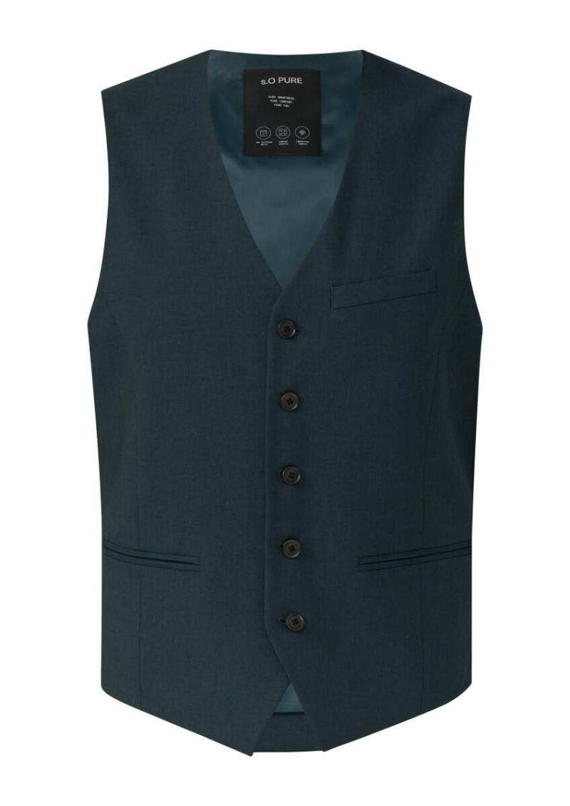 s.Oliver BLACK LABEL - Weste aus meliertem Stretch-Twill blau - Gr. - 46 von s.Oliver BLACK LABEL