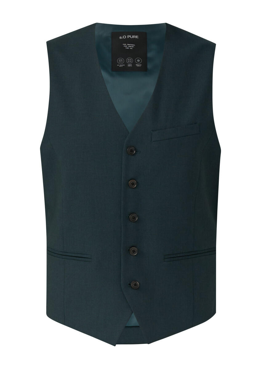 s.Oliver BLACK LABEL - Weste aus meliertem Stretch-Twill blau - Gr. - 56 von s.Oliver BLACK LABEL