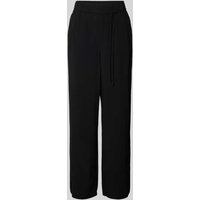 s.Oliver BLACK LABEL Wide Leg Stoffhose mit Bindegürtel in Black, Größe 40 von s.Oliver BLACK LABEL