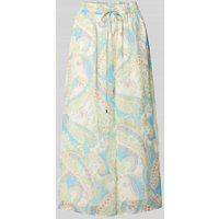 s.Oliver BLACK LABEL Wide Leg Stoffhose mit Paisley-Muster in Gelb, Größe 38 von s.Oliver BLACK LABEL