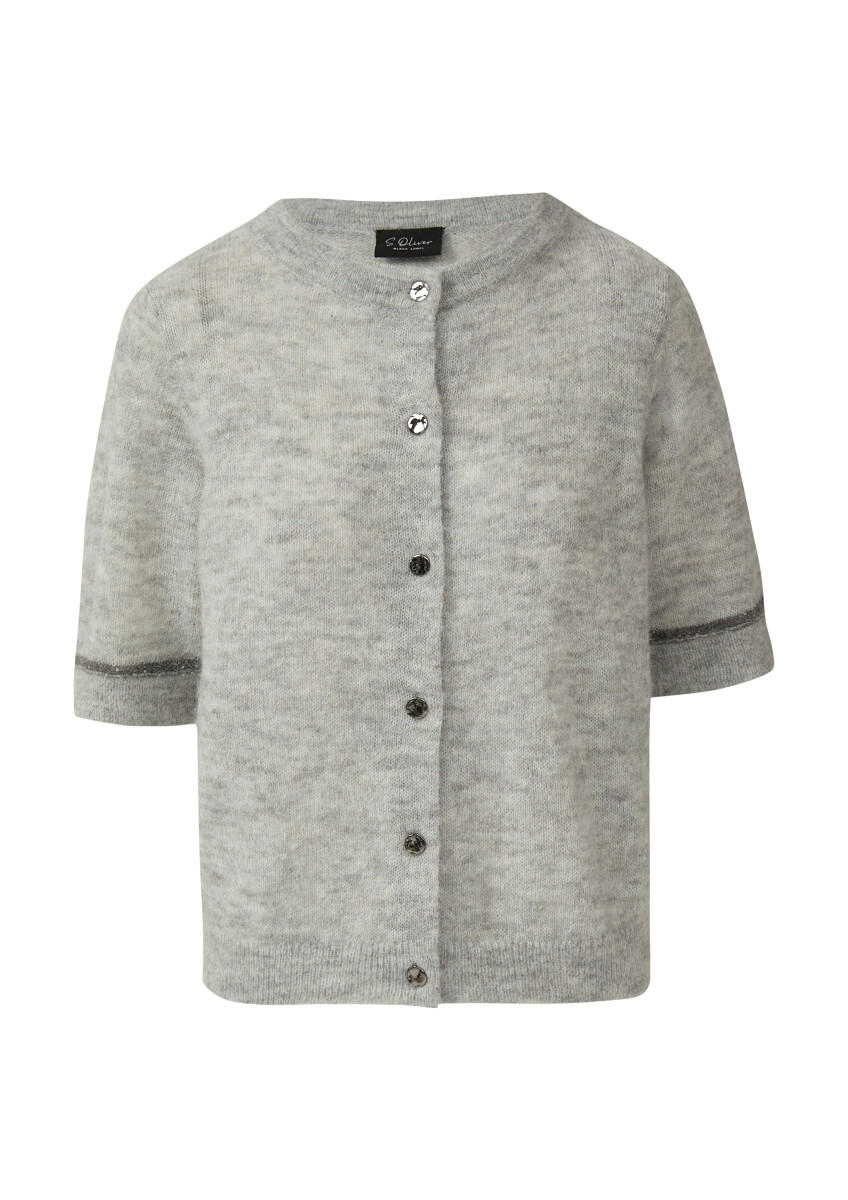 s.Oliver BLACK LABEL - Wollmix-Cardigan mit Kontrast-Details und Pailletten grau - Gr. - 42 von s.Oliver BLACK LABEL