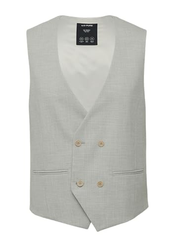 s.Oliver BLACK LABEL s.O PURE: Doppelreihige Weste aus kariertem Stretch-Gewebe grau 56 von s.Oliver BLACK LABEL
