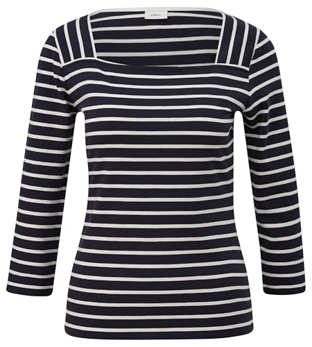 s.Oliver Black Label Damen 2159858 T-Shirt 3/4 Arm gestreift, 59G1, 54 von s.Oliver BLACK LABEL