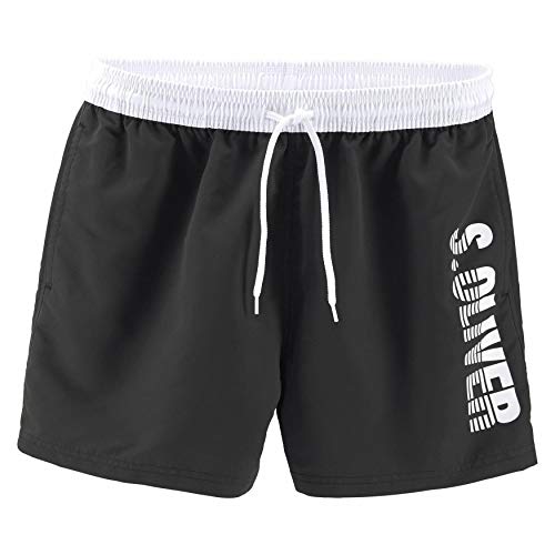 s.Oliver Herren Badeshorts, Badehose, kurzes Bein, schwarz, Navy (XXL | 2XL | 8, schwarz) von s.Oliver