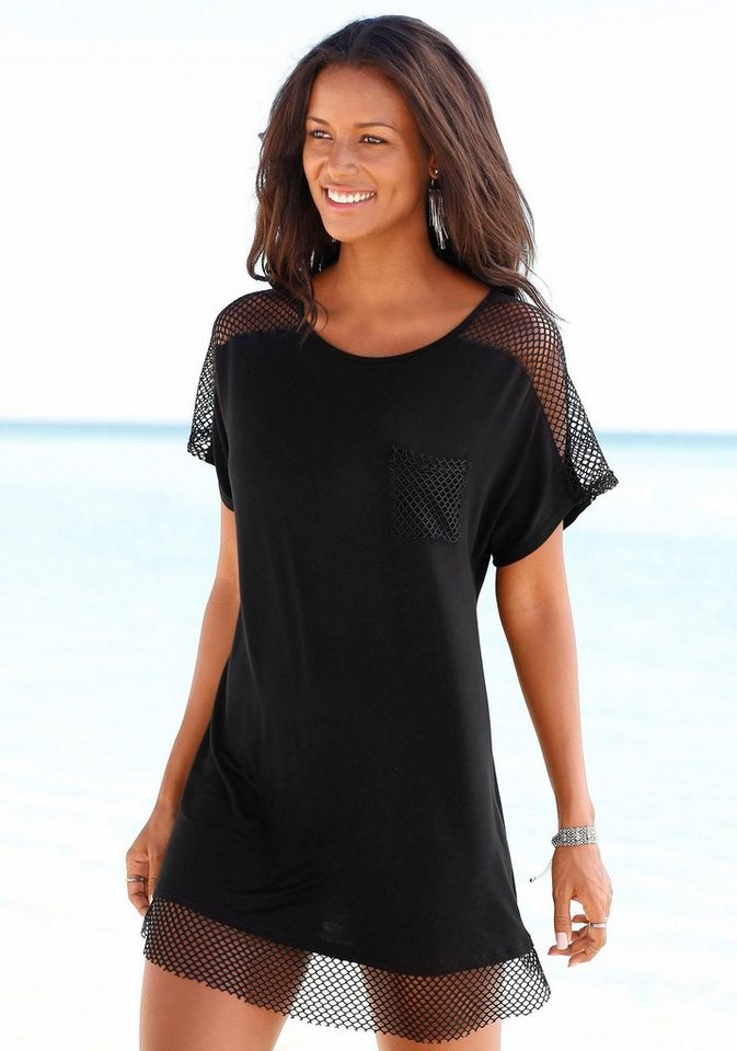 s.Oliver Longshirt mit Mesheinsätzen, Shirtkleid, Strandkleid, lockere Passform von s.Oliver