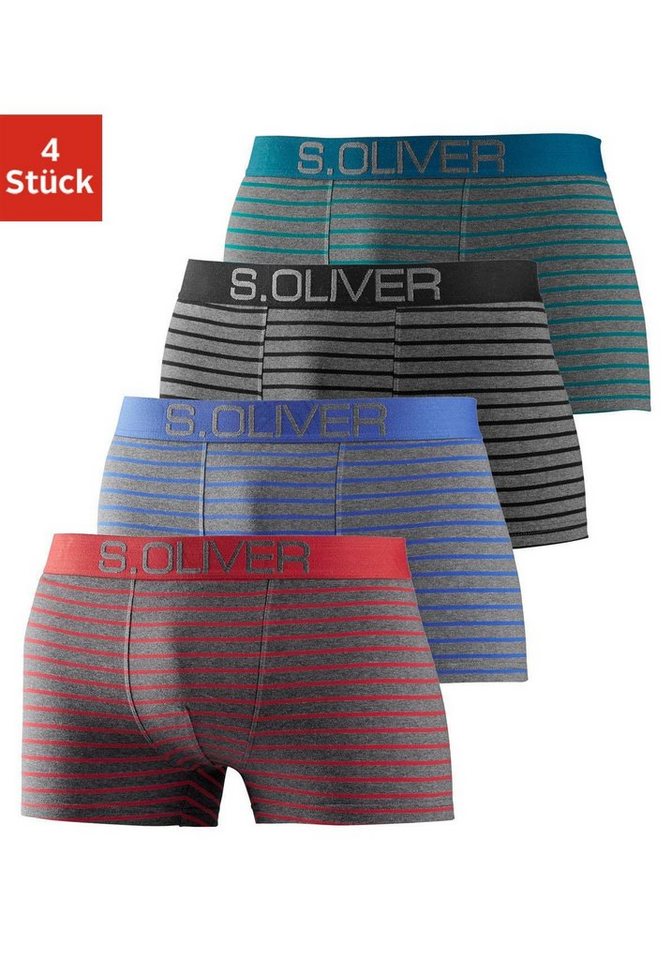 s.Oliver Boxer Boxershorts für Herren (Packung, 4-St) mit kontrastfarbenem Webbund von s.Oliver