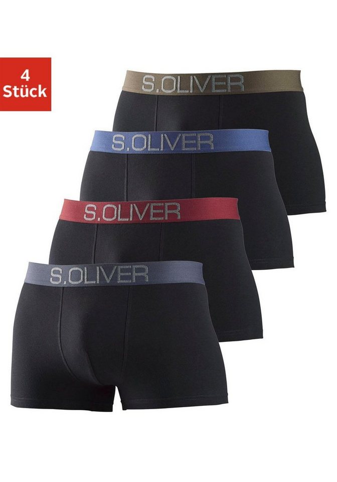 s.Oliver Boxer Boxershorts für Herren (Packung, 4-St) mit kontrastfarbenem Webbund von s.Oliver