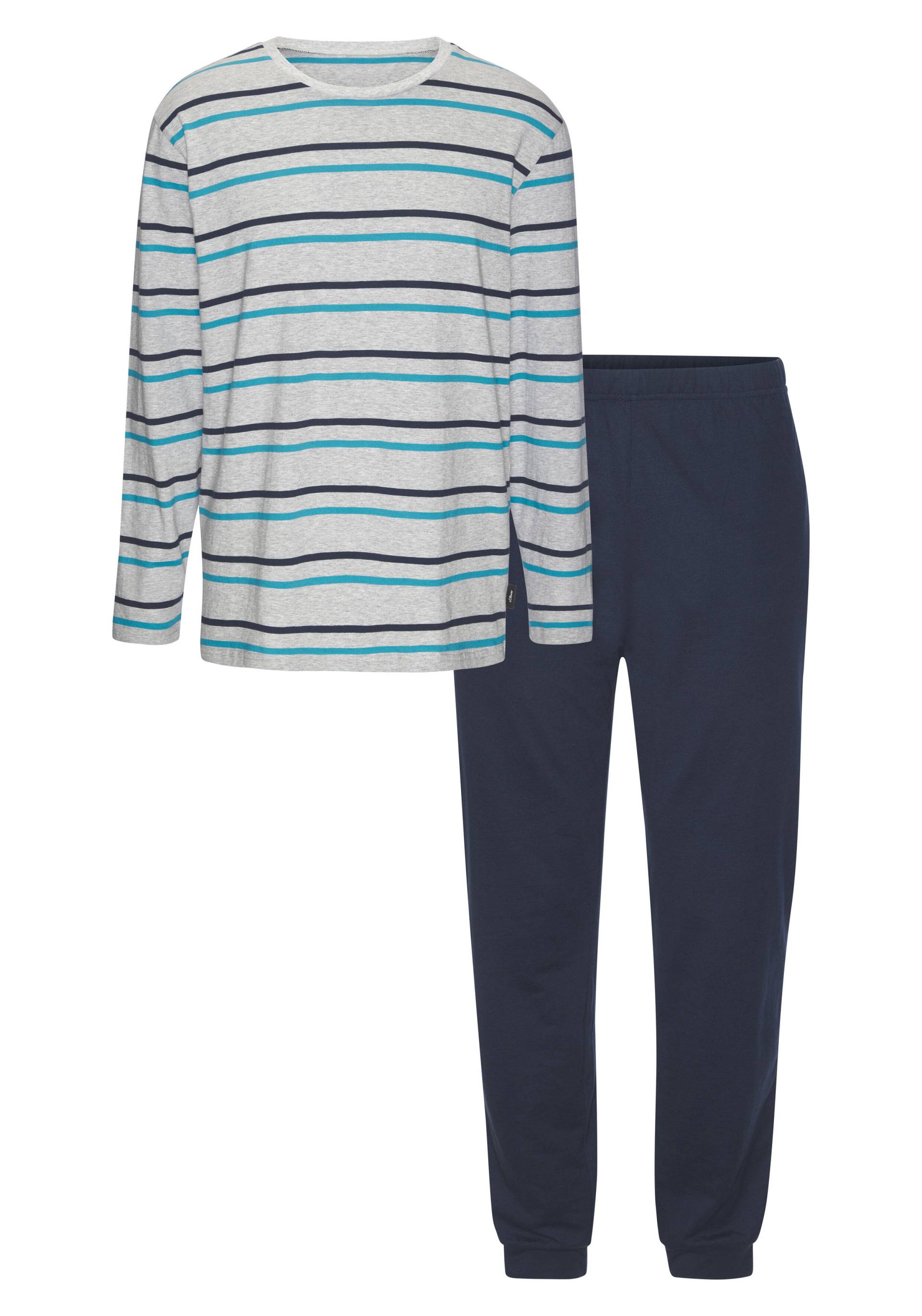 s.Oliver s.Oliver Streifen Pyjama lg 1x grau melnav von s.Oliver Dessous, Wäsche & Bademode